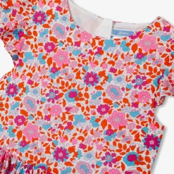 Robe enfant fille en tissu Liberty - orange/multicolore