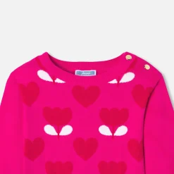 Robe enfant fille en tricot - rose/rouge