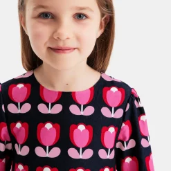 Robe enfant fille en velours - bleu/multicolore