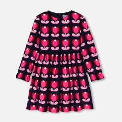 Robe enfant fille en velours - bleu/multicolore