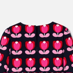 Robe enfant fille en velours - bleu/multicolore