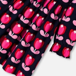 Robe enfant fille en velours - bleu/multicolore