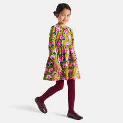Robe enfant fille en velours milleraies - cumin/multicolore