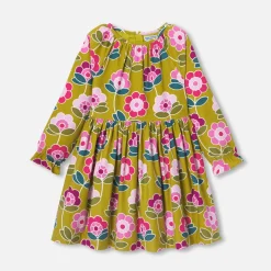 Robe enfant fille en velours milleraies - cumin/multicolore