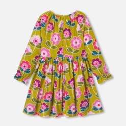 Robe enfant fille en velours milleraies - cumin/multicolore
