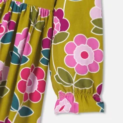 Robe enfant fille en velours milleraies - cumin/multicolore