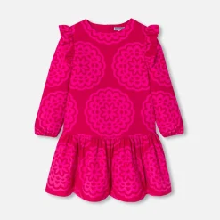 Robe enfant fille imprimé rosace - rose/multicolore