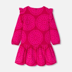 Robe enfant fille imprimé rosace - rose/multicolore