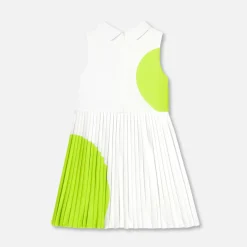 Robe esprit tennis enfant fille - blanc/vert
