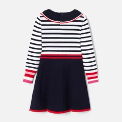 Robe manches longues enfant fille - blanc/marine