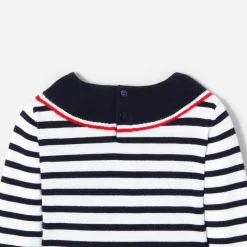 Robe manches longues enfant fille - blanc/marine