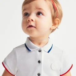 Robe polo bébé fille - blanc/rouge
