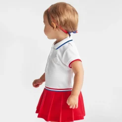 Robe polo bébé fille - blanc/rouge