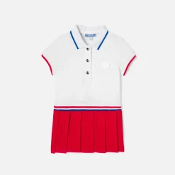 Robe polo bébé fille - blanc/rouge