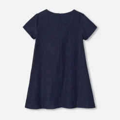 Robe trapèze en jean enfant fille - denim fonce