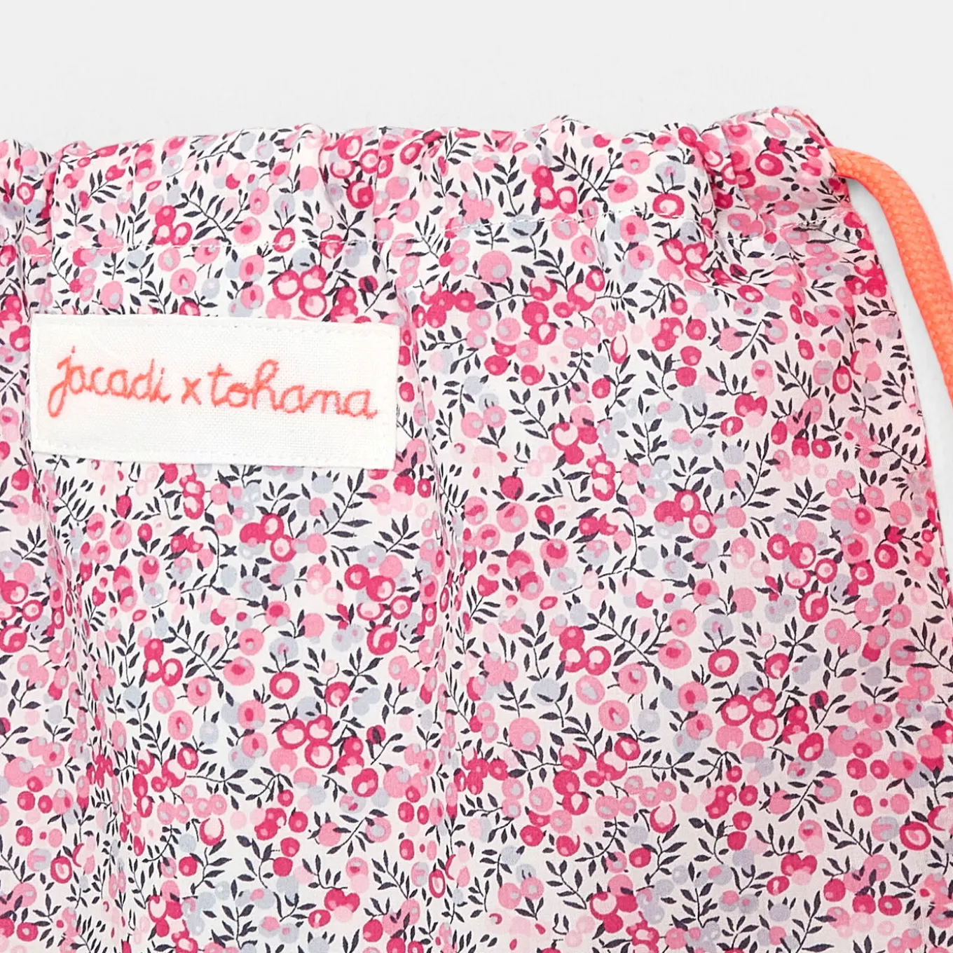 Sac à goûter en tissu Liberty - Jacadi x Tohana - rose/gris