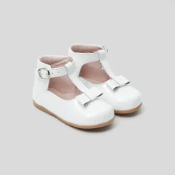 Salomés bébé fille en cuir lisse - blanc jacadi