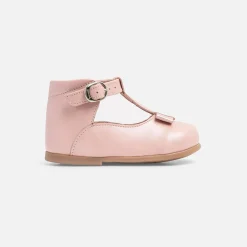 Salomés bébé fille en cuir lisse - rose