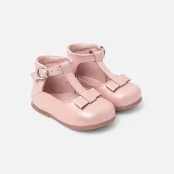 Salomés bébé fille en cuir lisse - rose