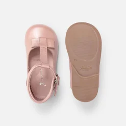 Salomés bébé fille en cuir lisse - rose
