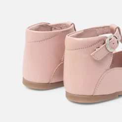 Salomés bébé fille en cuir lisse - rose