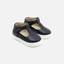Salomés bébé garçon en cuir grainé - marine jacadi