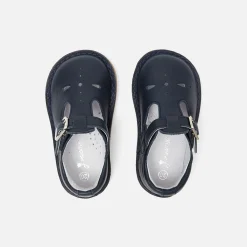 Salomés bébé mixte en cuir lisse - marine jacadi