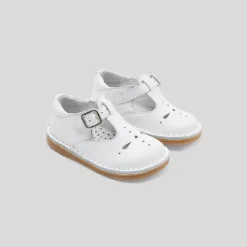 Salomés bébé mixte en cuir lisse - blanc jacadi