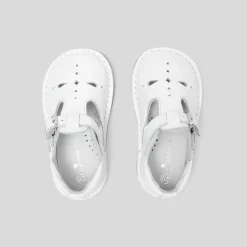 Salomés bébé mixte en cuir lisse - blanc jacadi