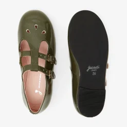 Salomés enfant fille en cuir verni - kaki