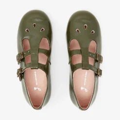 Salomés enfant fille en cuir verni - kaki