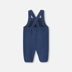 Salopette bébé fille en jean souple - denim fonce