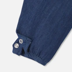 Salopette bébé fille en jean souple - denim fonce
