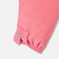 Salopette bébé fille en velours - corail