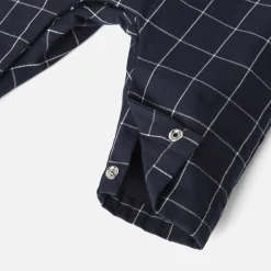 Salopette bébé garçon à carreaux - marine/blanc