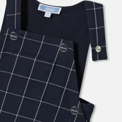 Salopette bébé garçon à carreaux - marine/blanc