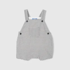 Salopette bébé garçon en popeline rayée - gris/blanc