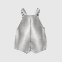 Salopette bébé garçon en popeline rayée - gris/blanc
