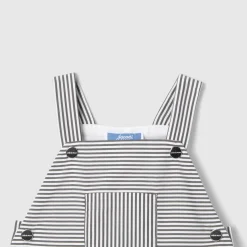 Salopette bébé garçon en popeline rayée - gris/blanc