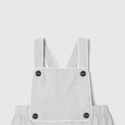 Salopette courte bébé garçon en fil à fil - blanc/gris