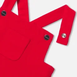 Salopette courte bébé garçon en velours - rouge tomate