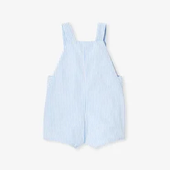 Salopette courte bébé garçon en popeline - bleu/blanc
