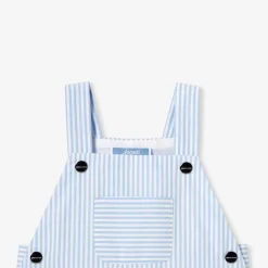 Salopette courte bébé garçon en popeline - bleu/blanc