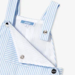 Salopette courte bébé garçon en popeline - bleu/blanc