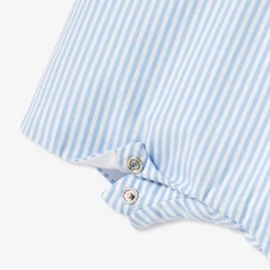 Salopette courte bébé garçon en popeline - bleu/blanc