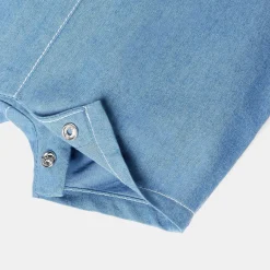 Salopette short bébé garçon en jean - denim fonce