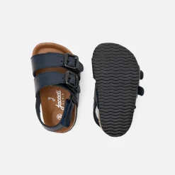 Sandales bébé garçon en cuir lisse - marine jacadi