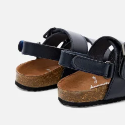 Sandales bébé garçon en cuir lisse - marine jacadi