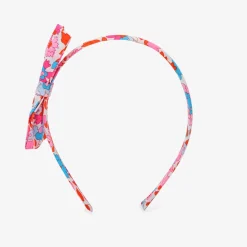 Serre-tête enfant fille en tissu Liberty - orange/multicolore