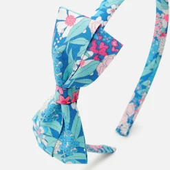 Serre-tête enfant fille en tissu Liberty - rose/vert